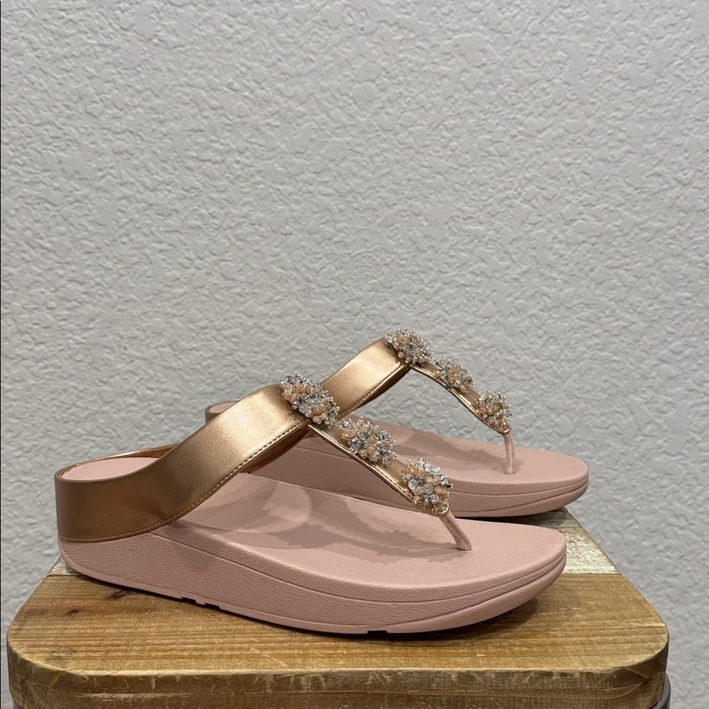 Fitflop Galaxy Toe Thong Rose Gold Sandals Size 9